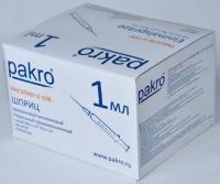 1 мл трехкомпонентный шприц Pakro инсулиновый U100 , с иглой 0,3х13, 100 шт купить в Сочи