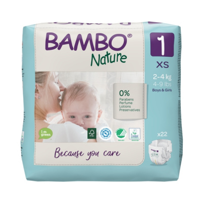 Эко-подгузники Bambo Nature 1 (2-4 кг), 22 шт купить оптом в Сочи