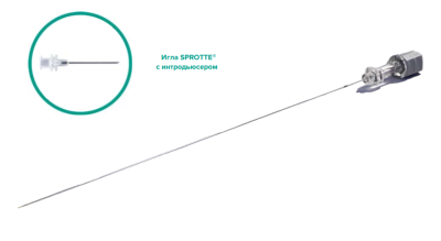 Спинальная игла Sprotte 22G x 6" (150мм) с интродьюсером — 10шт/уп купить оптом в Сочи